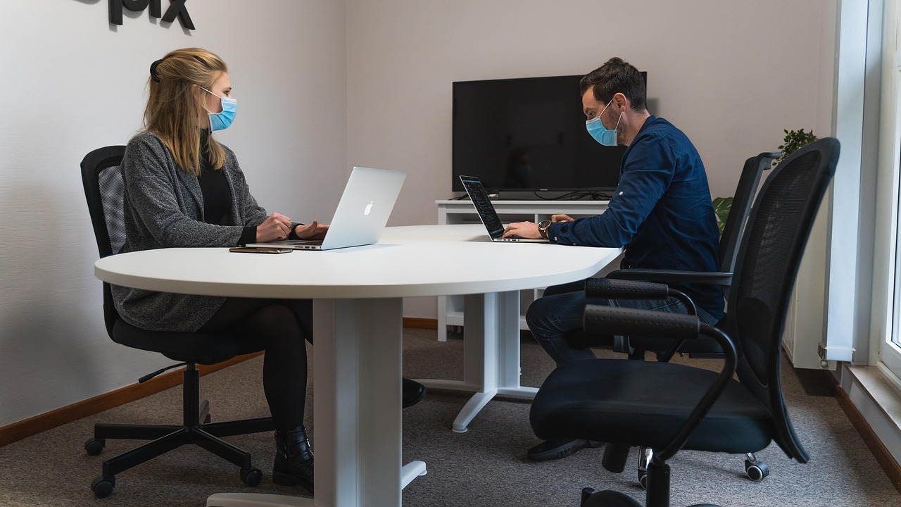 digital marketing team meeting (covid-19, coronavirus, mask, homeworking, covidwork, sociald)