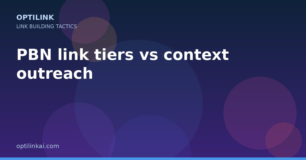 PBN link tiers vs context outreach — OptiLink